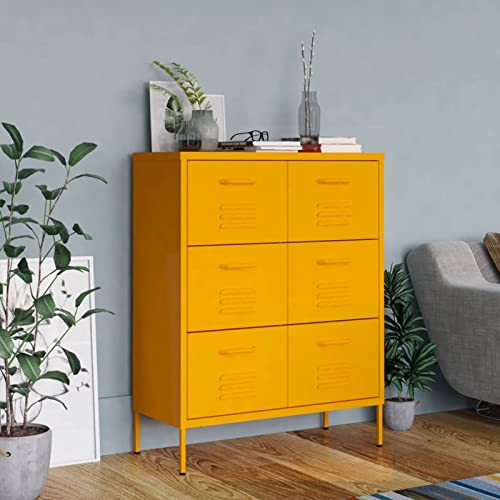 Festnight Schubladenschrank Sideboard Kommode mit 6 Schubladen Beistellschrank Wohnzimmerschrank Metallschrank Mehrzweckschrank Schrank Wohnzimmer Büro 80x35x101,5 cm von Festnight