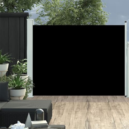 Festnight Seitenmarkise Ausziehbar 140x500 cm Sichtschutz Garten Sonnenschutz Sichtschutz Balkon Seitenwand Terrasse Windschutz Außen Seitenrollo Schwarz von Festnight