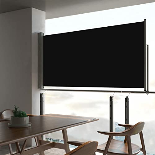 Festnight Seitenmarkise Ausziehbar 80x300 cm Sichtschutz Garten Sonnenschutz Terrasse Windschutz Außen Sichtschutz Balkon Seitenwand Seitenrollo Schwarz von Festnight