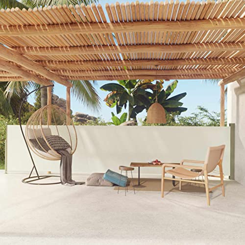 Festnight Sichtschutz Garten 117x600 cm Seitenmarkise Ausziehbar Sonnenschutz Terrasse Windschutz Sichtschutz Balkon Seitenwand Seitenrollo Außen Creme von Festnight