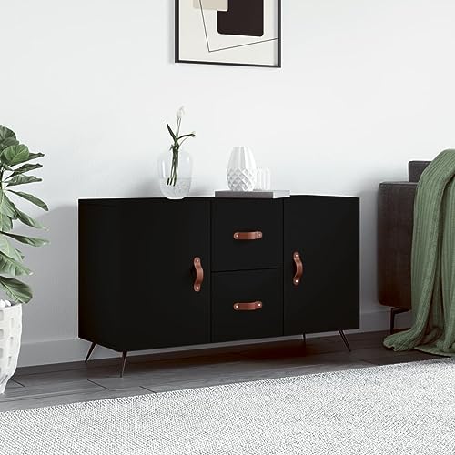 Festnight Sideboard Wohnzimmer Sideboard Flur Schwarz 100x36x60 cm Moderne Sideboard Schlafzimmer Beistellschrank Schranks Viel Stauraum Kommode Schlafzimmer Schubladenschrank Metallbeine von Festnight