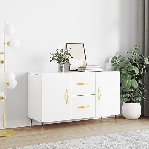 Festnight Sideboard Wohnzimmer Sideboard Flur Weiß 100x36x60 cm Moderne Sideboard Schlafzimmer Beistellschrank Schranks Viel Stauraum Kommode Schlafzimmer Schubladenschrank Metallbeine von Festnight