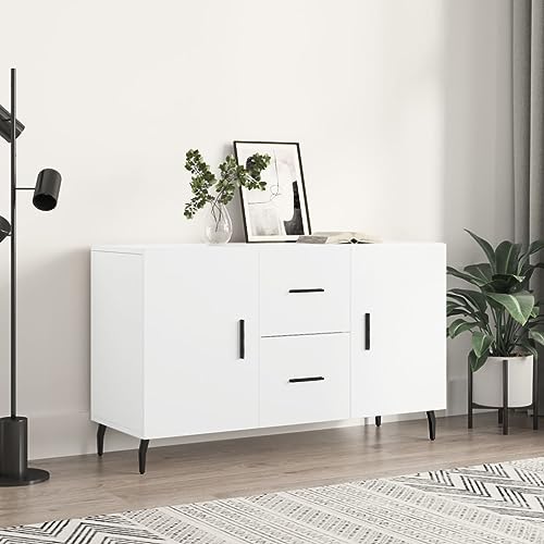 Festnight Sideboard Wohnzimmer Sideboard Flur Weiß-2 100x36x60 cm Moderne Sideboard Schlafzimmer Beistellschrank Schranks Viel Stauraum Kommode Schlafzimmer Schubladenschrank Metallbeine von Festnight