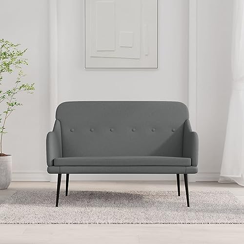 Festnight Sitzbank Küche oder Esszimmer mit Armlehne Esszimmerbank Bank Polsterbank Esszimmerbank mit Rückenlehne Küchenbank Küchensofa Stoff Dunkelgrau 110x76x80 cm von Festnight