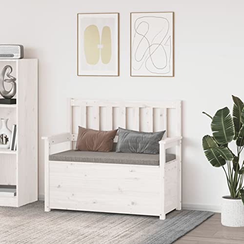 Festnight Sitzbank Mit Stauraum Truhenbank Mit Stauraum Truhe Sitzbank Aufbewahrungsbank Massivholz Weiß 112,5x51,5x96,5 cm von Festnight