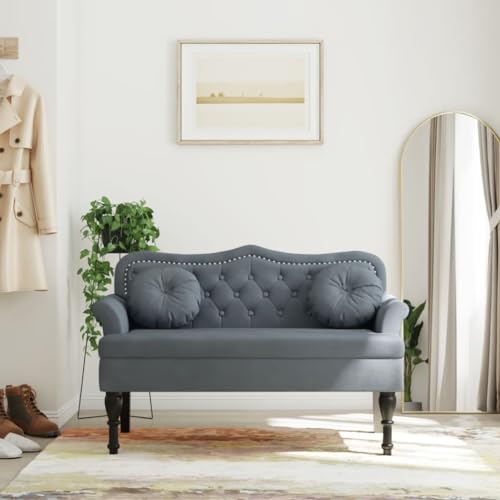 Festnight Sitzbank mit Rückenlehne Sofabank mit Armlehne 2 Sitzer Sofa Retro Polsterbank Loungesofa Küchensofa Flurbank Loungebank Esszimmerbank Essbank Stoffsofa Küchenbank Bank Küche Dunkelgrau von Festnight