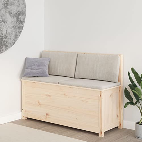 Festnight Sitzbank mit Stauraum Holz Truhenbank Holz Gartenbank Kissenbox mit Stauraum Holzbank Truhenbank Sitztruhe Balkon Sitzbank Grau 112,5x51,5x96,5 cm von Festnight