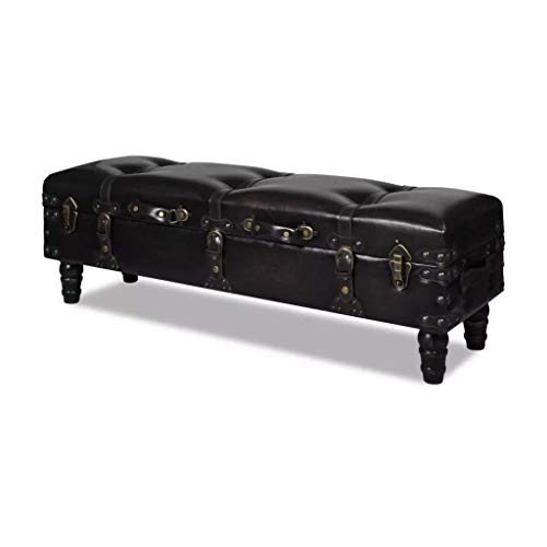 Festnight Sitztruhe Sitzbank Aufbewahrungstruhe Polsterbank für Wohnzimmer Schlafzimmer, Braun 111 x 34 x 37 cm von Festnight
