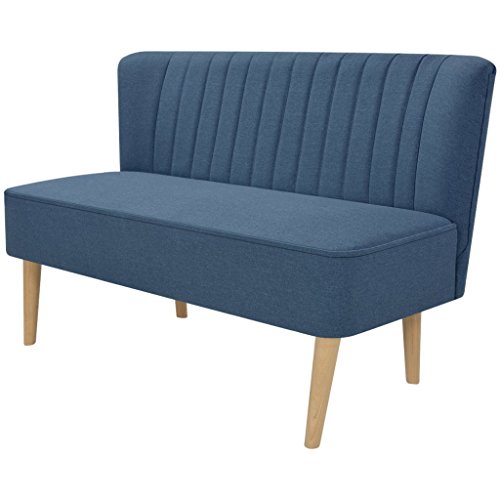 Festnight Sofa 2-Sitzer-Sofa 2-Sitzer Couch Loungesofa Wohnzimmersofa Stoffpolsterung Holzrahmen 117x55,5x77cm für Wohnzimmer Büro - Blau von Festnight
