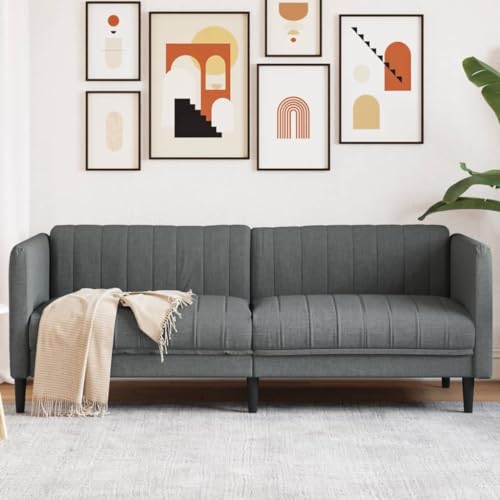 Festnight Sofa Chesterfield 3-Sitzer, Couch 3-er, 3 Sitzer Sofa, Glamour Design, Modern 3er Gästesofa mit Armlehne, Couchgarnitur, Sofagarnitur, Polstersofa - Wohnzimmer Dunkelgrau von Festnight