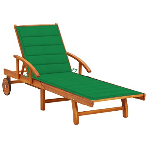 Festnight Sonnenliege Klappbar mit Rollen und Tisch Ausziehbar Gartenliege Holz Liege Outdoor Holzliege Faltbar Liegestuhl Massivholz Relaxliege Garten Verstellbare Rückenlehne und Fußstütze von Festnight