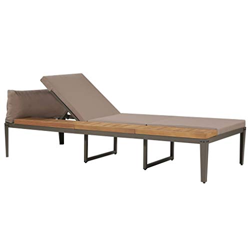 Festnight Sonnenliegen mit Polstern Lounge Liegestuhl Gartenliege Gartenmöbel | Holz & Stahl | Verstellbare Rückenlehne | Massivholz Akazie 200 x 80 x (36-80) cm von Festnight