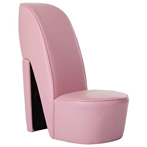 Festnight Stuhl in Stöckelschuh-Form Rosa Kunstleder 43 x 82,5 x 85,5 cm (B x T x H) Stöckelschuh-Stuhl Kunstleder Polsterstuhl Wohnzimmerstuhl Lesesessel Kunstlederstuhl von Festnight