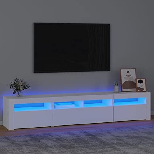 Festnight TV Lowboard mit LED TV Board Fernsehschrank TV Schrank Lowboard Fernsehschrank Fernsehtisch Sideboard für Wohnzimmer Schlafzimmer Möbel 210 x 35 x 40 cm Weiß von Festnight