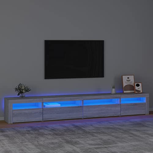 Festnight TV Lowboard mit LED TV Board Fernsehschrank TV Schrank Lowboard Fernsehschrank Fernsehtisch Sideboard für Wohnzimmer Schlafzimmer Möbel 270 x 35 x 40 cm Grau Sonoma von Festnight