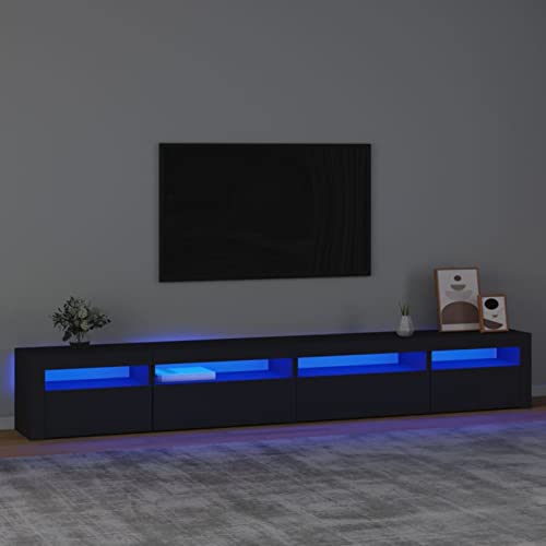 Festnight TV Lowboard mit LED TV Board Fernsehschrank TV Schrank Lowboard Fernsehschrank Fernsehtisch Sideboard für Wohnzimmer Schlafzimmer Möbel 270 x 35 x 40 cm Schwarz von Festnight