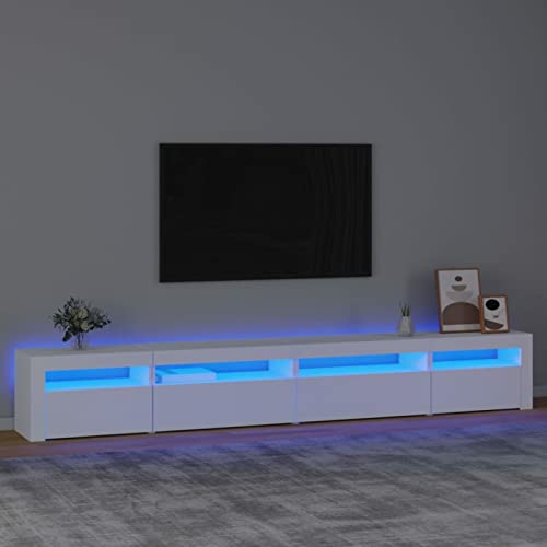 Festnight TV Lowboard mit LED TV Board Fernsehschrank TV Schrank Lowboard Fernsehschrank Fernsehtisch Sideboard für Wohnzimmer Schlafzimmer Möbel 270 x 35 x 40 cm Weiß von Festnight