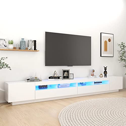 Festnight TV Lowboard mit LED TV Board Fernsehschrank TV Schrank Lowboard Fernsehschrank Fernsehtisch Sideboard für Wohnzimmer Schlafzimmer Möbel 300x35x40 cm Weiß von Festnight