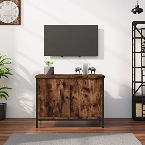 Festnight TV-Schrank, TV Board, Lowboard Fernsehschrank TV mit Fächern, TV Board, TV Kommode für TV-Geräte, TV Bank für Wohnzimmer, Metall, Räuchereiche60x35x45 cm von Festnight