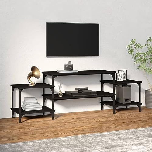 Festnight TV-Schrank, TV Board, Lowboard Fernsehschrank TV mit Fächern, TV Board, TV Kommode für TV-Geräte, TV Bank für Wohnzimmer, Metall, Schwarz157x35x52 c von Festnight