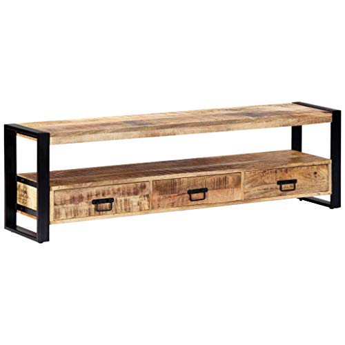 Festnight TV-Schrank | Fernsehtisch TV Tisch mit 3 Schubladen, 1 Fach | Retro TV Lowboard M?Bel 130 x 30 x 45 cm 150 x 30 x 45 cm Mango-Holz von Festnight