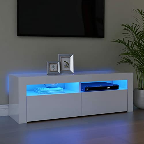 Festnight TV Schrank Weiss TV Schrank mit led 120 cm TV Schrank 120cm TV Board Weiss fernsehschrank Tv Tisch fernsehtisch Tv Bank Tv Möbel von Festnight