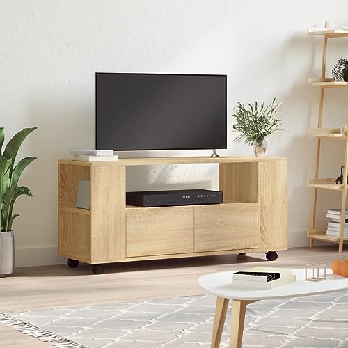 Festnight TV Schrank mit Rollen Fernsehtisch mit Schublade Fernsehschrank TV Lowboard mit Fächer Moderne TV Bank TV Tisch TV Board HiFi-Schrank TV Table TV Möbel TV Regal 102x34,5x43 cm von Festnight