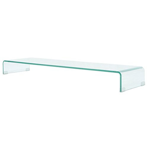 Festnight TV-Tisch aus Glas Bildschirmerhöhung Monitortisch Glastisch Fernsehtisch TV-Board Transparent 120x30x13cm von Festnight