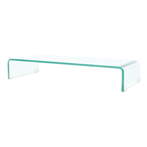 Festnight TV-Tisch aus Glas Bildschirmerhöhung Monitortisch Glastisch Fernsehtisch TV-Board Transparent 80x30x13cm von Festnight
