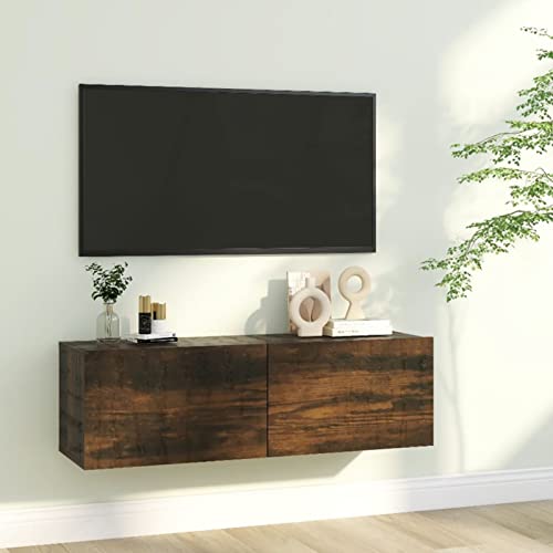 Festnight TV Wandboard Hängend Räuchereiche TV-Wandschrank Lowboard Hangend Hängeschränke Hänge TV Board 100x30x30 cm Wandregal Mit Stauraum Wohnwand Modern Wohnzimmer Holzwerkstoff von Festnight