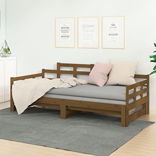 Festnight Tagesbett Ausziehbar Einzelbett 90x200 cm Schlafsofa Holzbett Bettsofa Schlafcouch Ausziehbett Sofabett Gästebett Bettgestell Bett Holz Jugendbett von Festnight