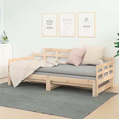 Festnight Tagesbett Ausziehbar Holz 90 x 190 cm Ausziehbett Multifunktionale Tagesbett Schlafcouch Ausziehbar Braun Schlafsofa Ausziehsofa Bettgestell Sofabett Holzbett Bettsofa von Festnight