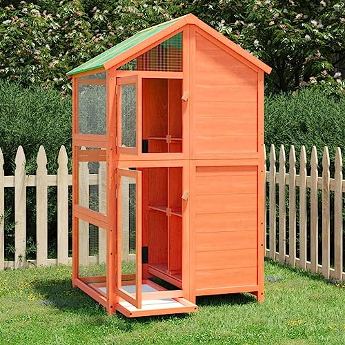 Festnight Vogelvoliere Außen mit Kotschublade Vogelkäfig Holz Vogelhaus Groß XXL Außenvoliere Papageienkäfig Outdoor Voliere Vögel Massivholz 97x81x152 cm Wasserfestes Dach von Festnight