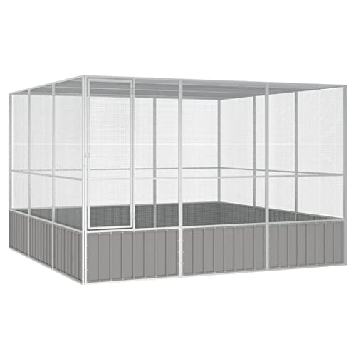 Festnight Vogelvoliere Voliere Außen Vogelkäfig Metall Groß XXL Outdoor Vögel Außenvoliere Vogelhaus Verzinkter Stahl Grau 302,5x324,5x211,5 cm von Festnight