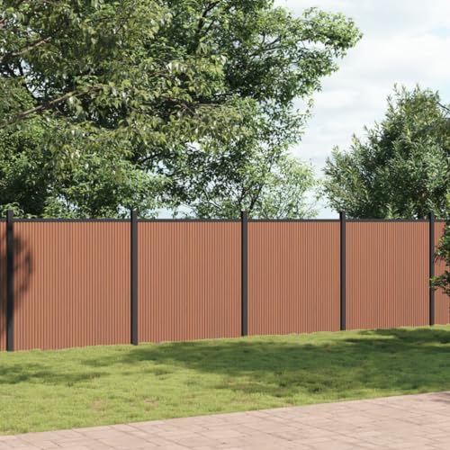 Festnight WPC Zaun Komplettset 699 x 186 cm - Gartenzaun Sichtschutzzaun Windschutzzaun - Windschutz Sichtschutz Element für Terrasse & Garten - Inklusive Montagematerial Braun(WPC-Pfosten) von Festnight