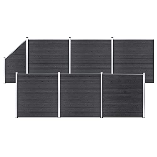 Festnight WPC Zaun Wpc Zaunelement Set WPC Sichtschutzzaun Komplettset sichtschutz Garten gartenzaun Garden Fence sichtschutz wpc-6 Elemente + 1 abgeschrägtes Element-Grau von Festnight
