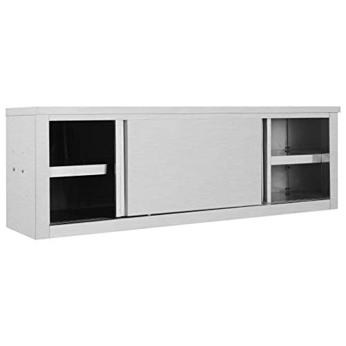 Festnight Wandh?ngeschrank mit Schiebetüren Gastro H?ngeschrank Wandschrank Schrank Küchenschrank Oberschrank 150×40×50 cm Edelstahl von Festnight