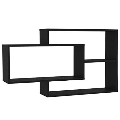 Festnight Wandregale mit 3 Offenen Fächern Bücherregal Hängeregal Wandmontage Schweberegal für Dekos, Wohnzimmer, Schlafzimmer und Büro Schwarz 104×24×60 cm Spanplatte von Festnight