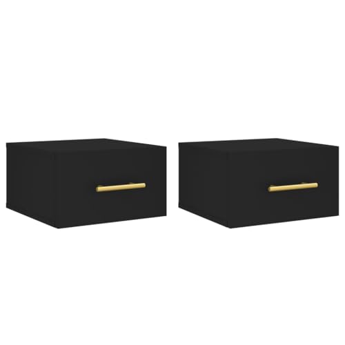 Festnight Wandschrank Hängeschrank Nachttisch Hängend Wandregal mit Schublade 2er Set Wand Nachtschrank Kleiner Hängend Schlafzimmertisch Wandregal Wandboard Wandschublade Holz von Festnight