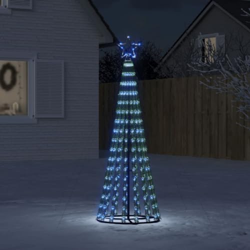 Festnight Weihnachtsbaum Außen Kegelform,Lichterbaum Aussen,Weihnachtspyramide,Tannenbaum Beleuchtung 275 LEDs Blau 180 cm Weihnachtspyramide Außen von Festnight