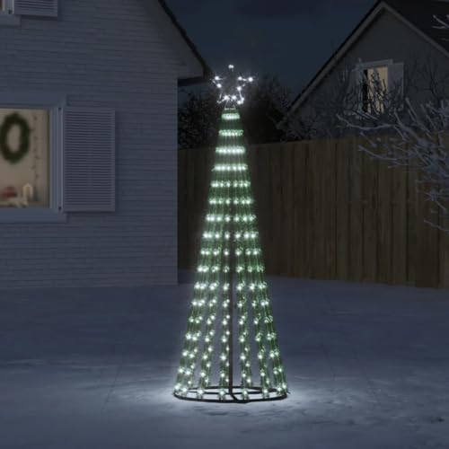 Festnight Weihnachtsbaum Außen Kegelform,Lichterbaum Aussen,Weihnachtspyramide,Tannenbaum Beleuchtung 275 LEDs Kaltweiß 180 cm Weihnachtspyramide Außen von Festnight