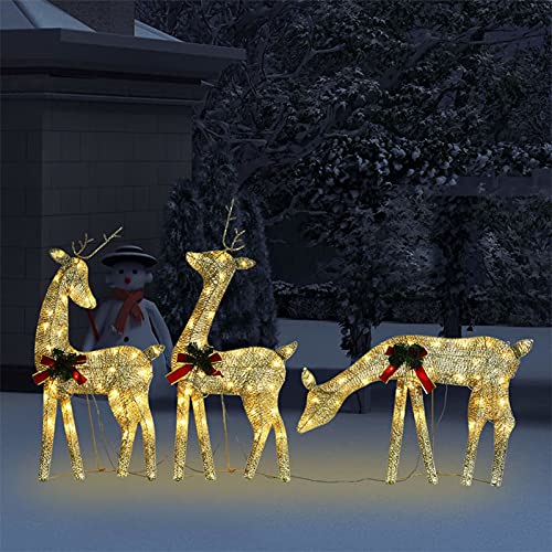 Festnight Weihnachtsdekoration Aussen Rentiere Weihnachtsbeleuchtung Innen Außen Weihnachtsfigur Garten Weihnachtsdekoration Weihnachts Dekoration Figuren 270x7x90 cm Golden Warmweiß von Festnight