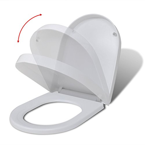Festnight Weißer WC-Sitz Toilettendeckel Toilettensitz mit Absenkautomatik und Quickrelase-Funktion Eckig-Form für alle Standard Toilettenschüsseln von Festnight