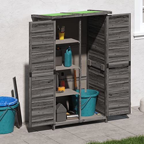 Festnight gartenhaus Holz Outdoor Schrank geräteschuppen gartenschrank für den außenbereich Balkon Schrank außen wetterfest mit Regendichtes Dach Massivholz Kiefer-Grau-83x57x140 cm von Festnight