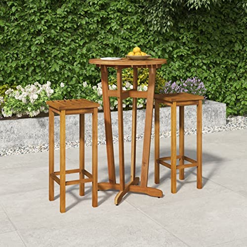 Festnight stehtisch Outdoor bartisch Outdoor bartisch mit barhocker Set küchentisch mit 2 stühlen bartisch Holz gartenbar stehtisch Outdoor Holz 3-TLG von Festnight