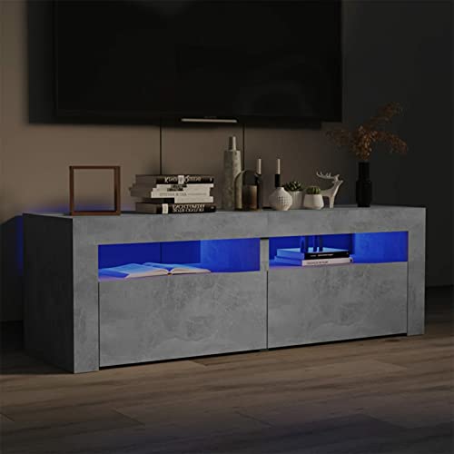 Festnight tv Schrank mit led Lowboard Fernsehschrank Fernsehtisch tv Bank tv Tisch TV Board Sideboard für Wohnzimmer Schlafzimmer Möbel Betongrau 120x35x40 cm von Festnight