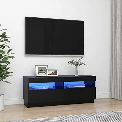 Festnight tv Schrank mit led Lowboard Fernsehschrank Fernsehtisch tv Bank tv Tisch TV Board Sideboard für Wohnzimmer Schlafzimmer Möbel Schwarz 100 x 35 x 40 cm von Festnight