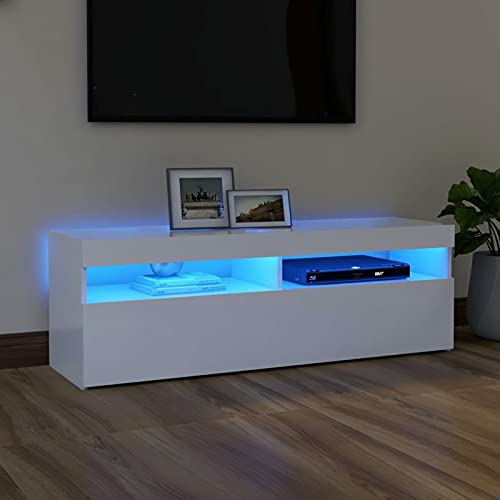 Festnight tv Schrank mit led Lowboard Fernsehschrank Fernsehtisch tv Bank tv Tisch TV Board Sideboard für Wohnzimmer Schlafzimmer Möbel Weiß 120 x 35 x 40 cm von Festnight