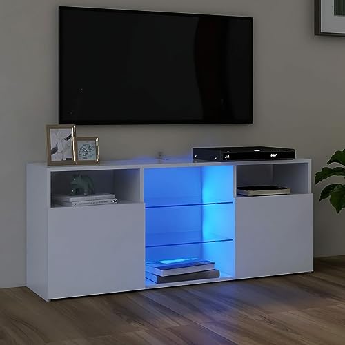 Festnight tv Schrank mit led Lowboard Fernsehschrank Fernsehtisch tv Bank tv Tisch TV Board Sideboard für Wohnzimmer Schlafzimmer Möbel Weiß 120x35x40 cm von Festnight