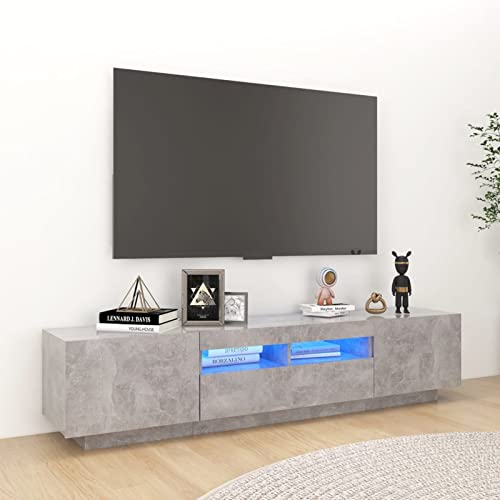 Festnight tv Schrank mit led tv Board fernsehschrank tv Tisch fernsehtisch tv Bank TV Board Sideboard für Wohnzimmer Schlafzimmer Möbel Betongrau 180x35x40 cm von Festnight